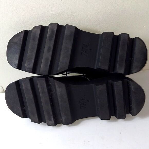 Zara Black Patent Platform Derby Shoe Sz 10 - Picture 11 of 13